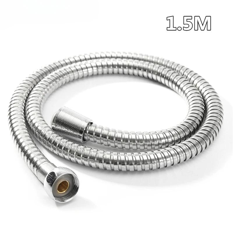 1m/1.5m/2m Flexible High Quality Shower Hose Stainless Steel Chrome Bathroom Water Head Shower Head Pipe Tool Shower Accessories