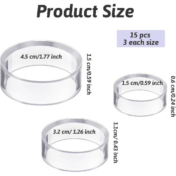 15 Pcs Clear Sphere Display Stand, Plastic Sphere Stands Ball Stand Holder Rings Acrylic Clear Small, Medium, Large Round Baseball Ring Stands for