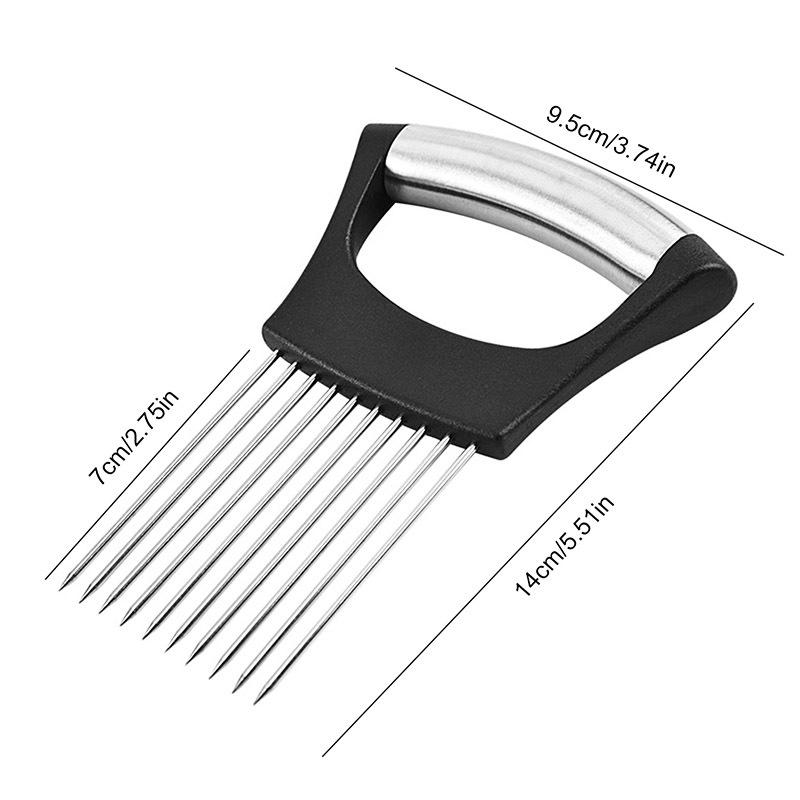 

Cutting Holder Kitchen Accessorie Tool Stainless Steel Onion Needle Fork Vegetable Fruit Slicer Tomato Cutter Gadgets For Home чёрный