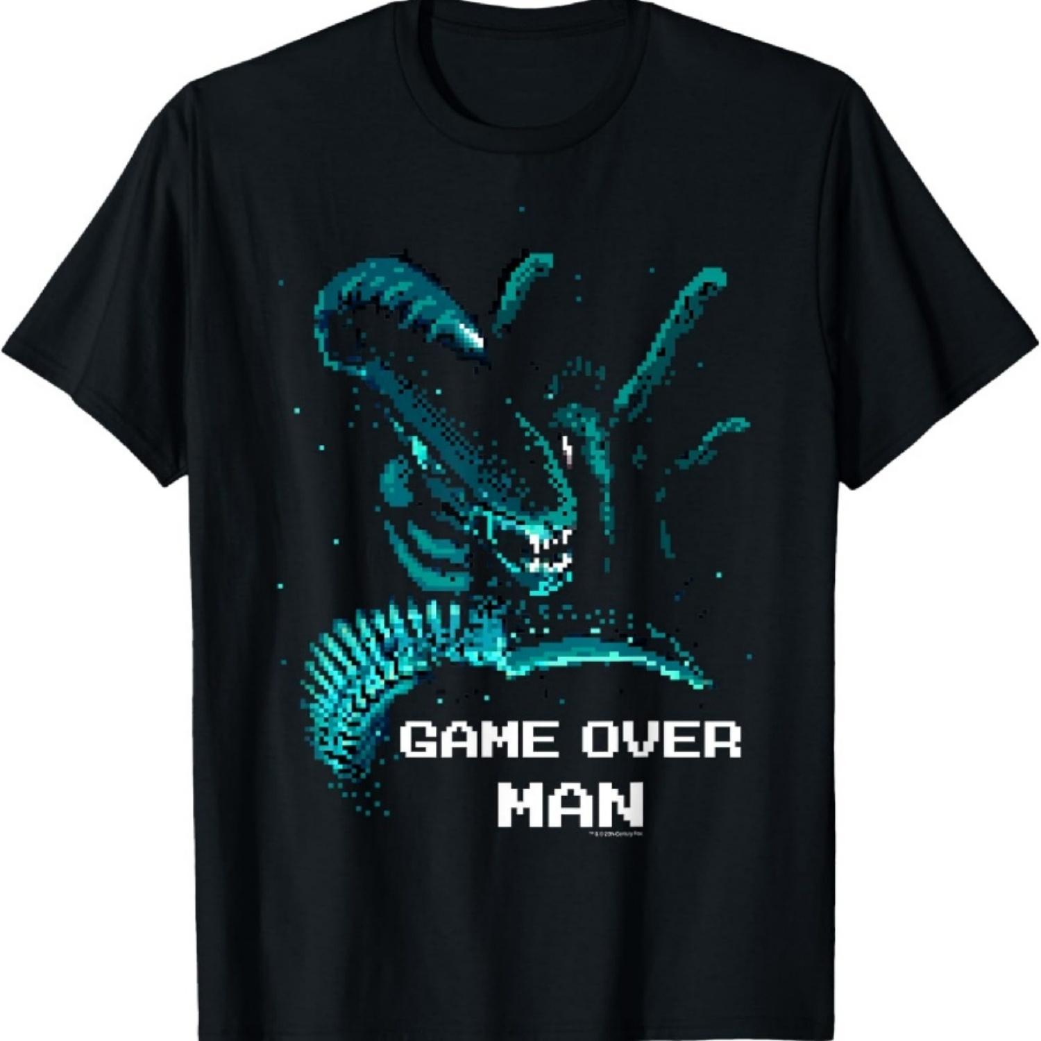 Чужой Культовый Ксеноморф Игра Окончена Человек Пиксельный Стиль Логотип Футболка XXXXXL чёрный