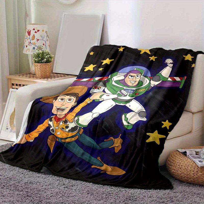 1pc,Toy Story Buzz Lightyear & Woody Space Adventure Blanket, Couch, Outdoor, Gift Idea, Flannel Blanket, Bedroom, Living, Travel, Camping, Car Use