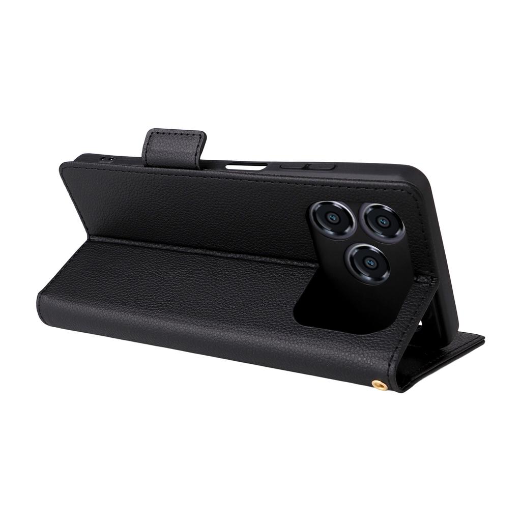 Etui dla ZTE Blade A36/nubia A36 z paskiem na nadgarstek, tekstura liczi, skóra PU, portfel, pokrowiec na telefon