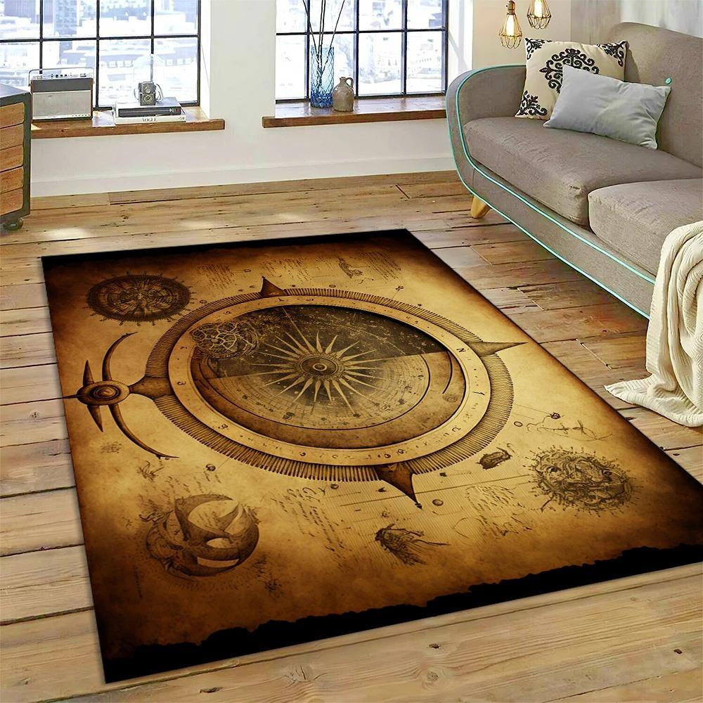 Antike Seekarte Weltkarte Teppich Schlafzimmer Vollflächig Große Größe Wohnzimmer Teppich Schmutzabweisend Pflegeleicht Weiche Matte