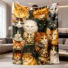 2026 Latest Flannel Blanket 1pc 78 X 59 Ultra-Soft Printed Fleece Throw Blanket with Adorable Cats Design - Cozy Winter Companion for Reading, Travel,