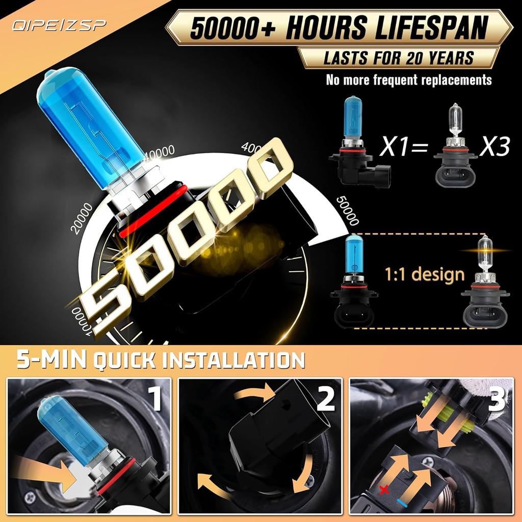 Headlight Bulbs Compatible with Ford Fusion 2006 2007 2008 2009 2011 2012 2013 2014 2015 2016 2017 2018 Halogen Lights,H7 High Beam + H11/H8/H9 Low