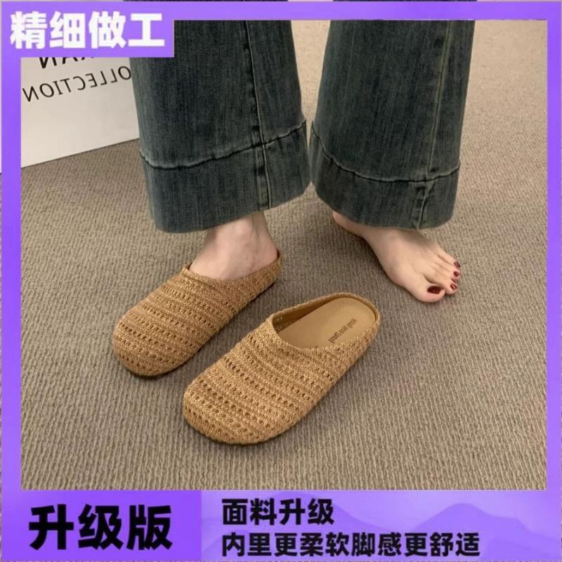 Thick-soled Cloth Hollowed-out Ken Shoes, Slippers, Outer Wear, Spring and Summer, One Pedal Out, Slippers, Bag Head, Half-drag Lazy Shoes