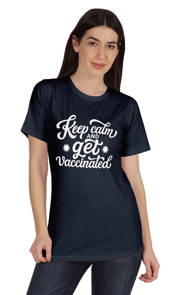 Inkmeso Keep Calm And Get Vaccinated Funny Pro Vaccine Crew Neck T-shirt For