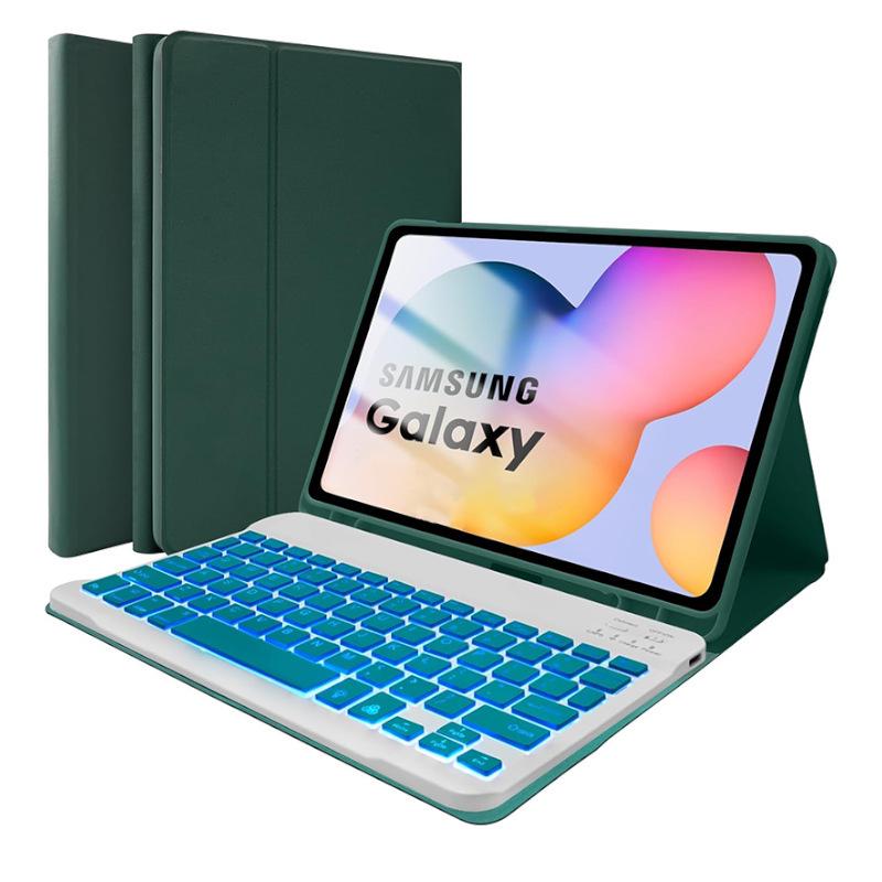 Samsung S10 Lite Tablet Case with Colorful Backlit Bluetooth Keyboard & Pen Slot