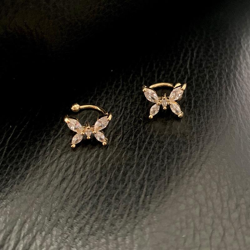 Zircon Butterfly Ear Cuff for Non-Pierced Ears - Elegant Forest Style