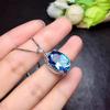 Celebrity Style Simulated Blue Topaz Ring & Diamond Pendant Necklace