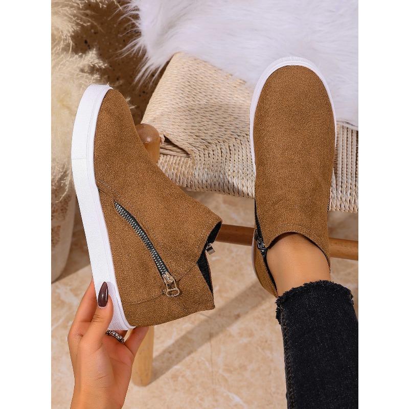 Side Zipper Platform Boots 2025 Winter New Plus Size Round Toe Ankle Boots for Women