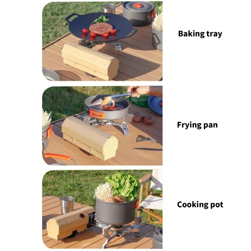 WindProofed Camp Gas Stove Outdoor Tourist Stove Strong Fire Heaters Tourism Cooker Emergencies Cooking Equipment