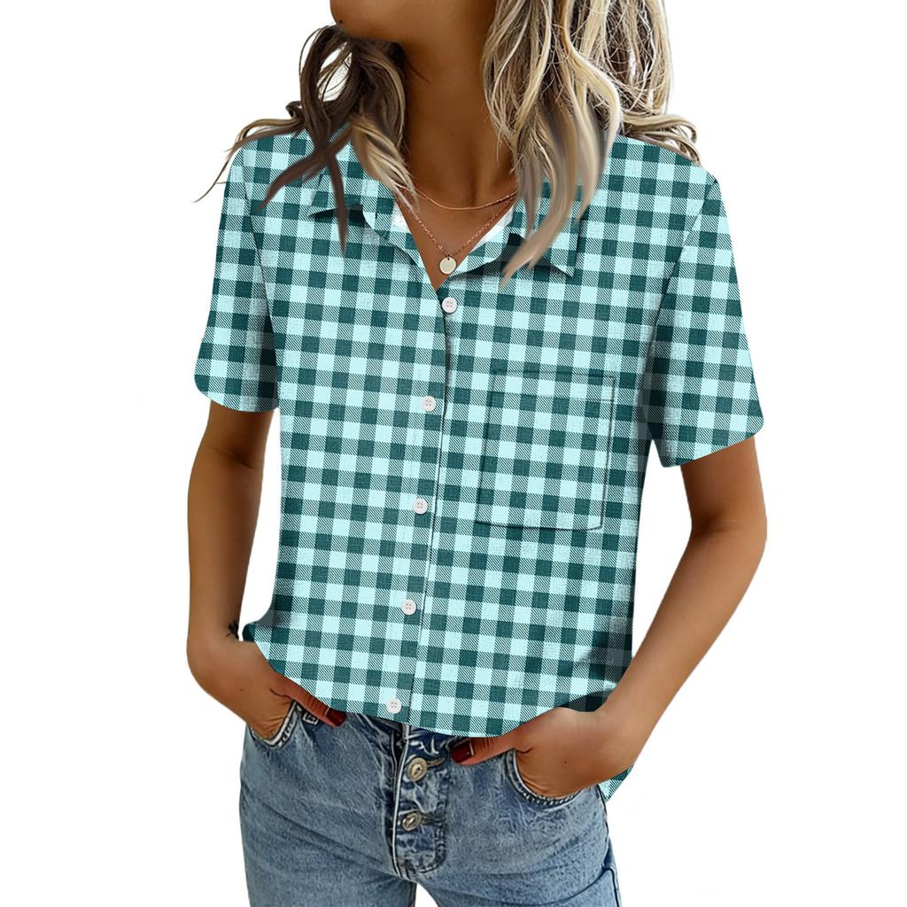 Blusas para Mujer de Manga Corta Camisas con Botones Tops de Trabajo Casual Elegante Ropa de Verano Primavera