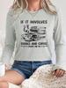 Women's Casual Long Sleeve T-Shirt Round Neck Soft Top with Books and Coffee Print, Simple Daily Wear for Office Vacation Outdoors, Gift Idea,