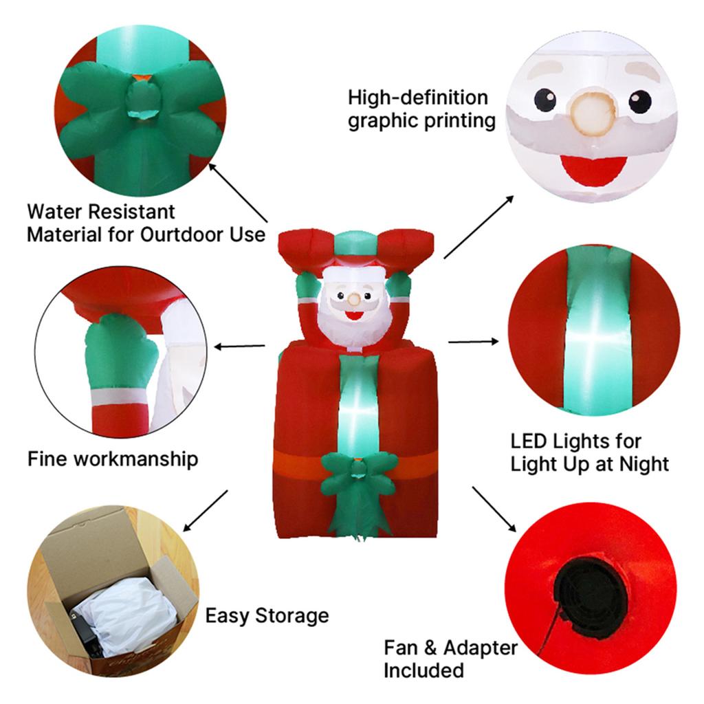 Elektrische Aufblasbare Leuchtende Weihnachts-Weihnachtsmann-Deko mit 4 LED-Lichtern 1,5 m Automatisch Auf und Ab Neuheit Außen