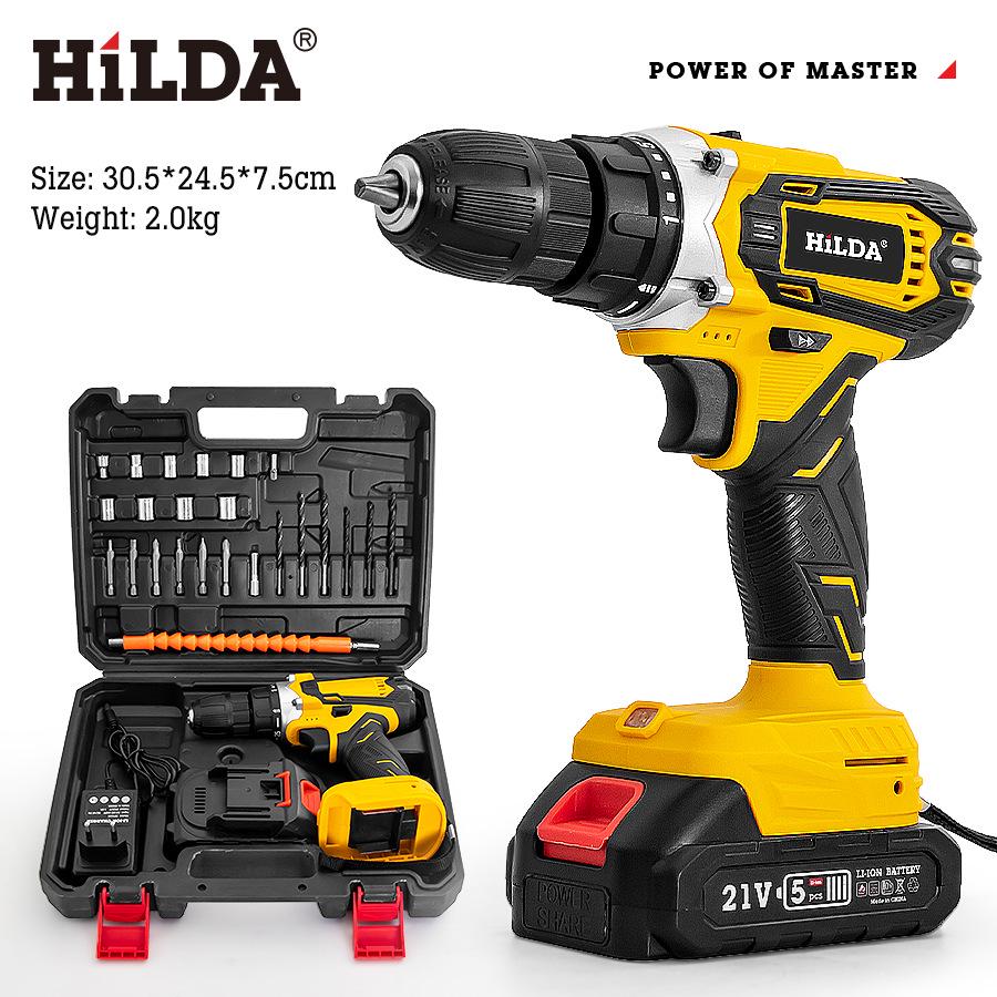 Hilda Rechargeable Lithium-Ion Impact Drill & Portable Electric Screwdriver Set