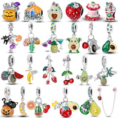 Kupfer Kirsche Erdbeere Avocado Frucht Original Charms Perlen Passend Charms Anhänger Für Frau Schmuckherstellung Feines Geschenk
