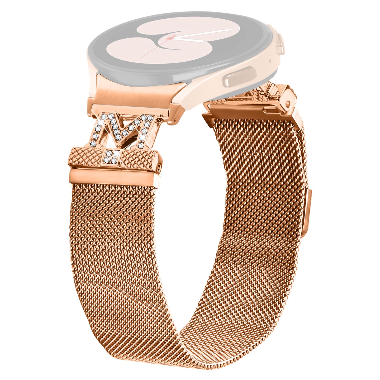 

Metal Strap with Quick Release Connector for Samsung Galaxy Watch7 44mm/40mm Watch Band M-Style Rhinestone Decor Rose Gold