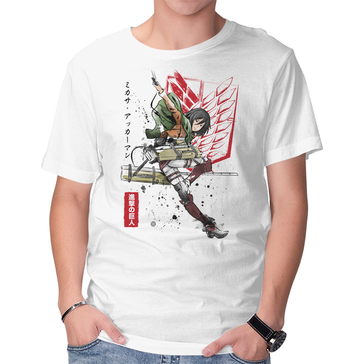 Unisex Crew Neck T-Shirt Soldier Mikasa Graphic Short Sleeve Casual Tee XXL