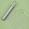 1/2set 1set/7pcs Stainless Steel Toothpicks Pocket Sets Reusable Oral Cleaning Tools With Keychain Nursing Care Storage Tube