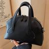 Vintage Niche Portable Shell Bag Women's 2025 New Fashion Lychee Pattern Bowling Bag Commuter Shoulder Messenger Bag