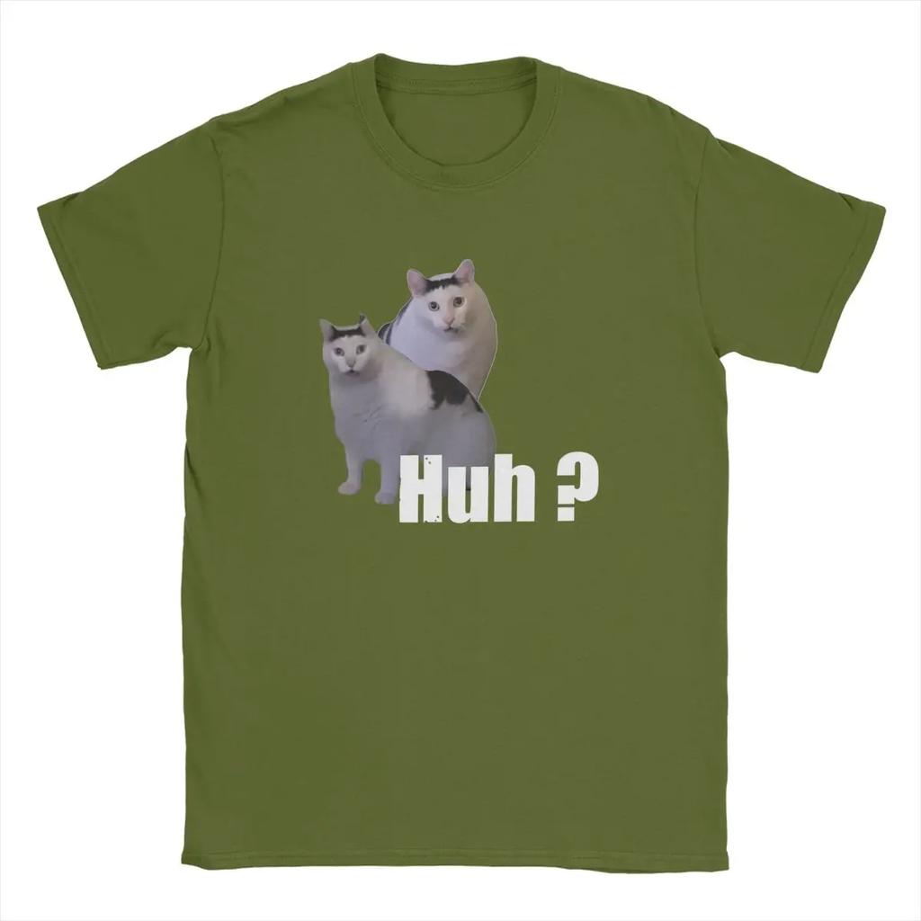 Vintage Huh Cat Meme Funny T-Shirt Round Collar 100% Cotton T Shirt Y2k Ins Harajuku Short Sleeve Tee Shirt Arrival Tops