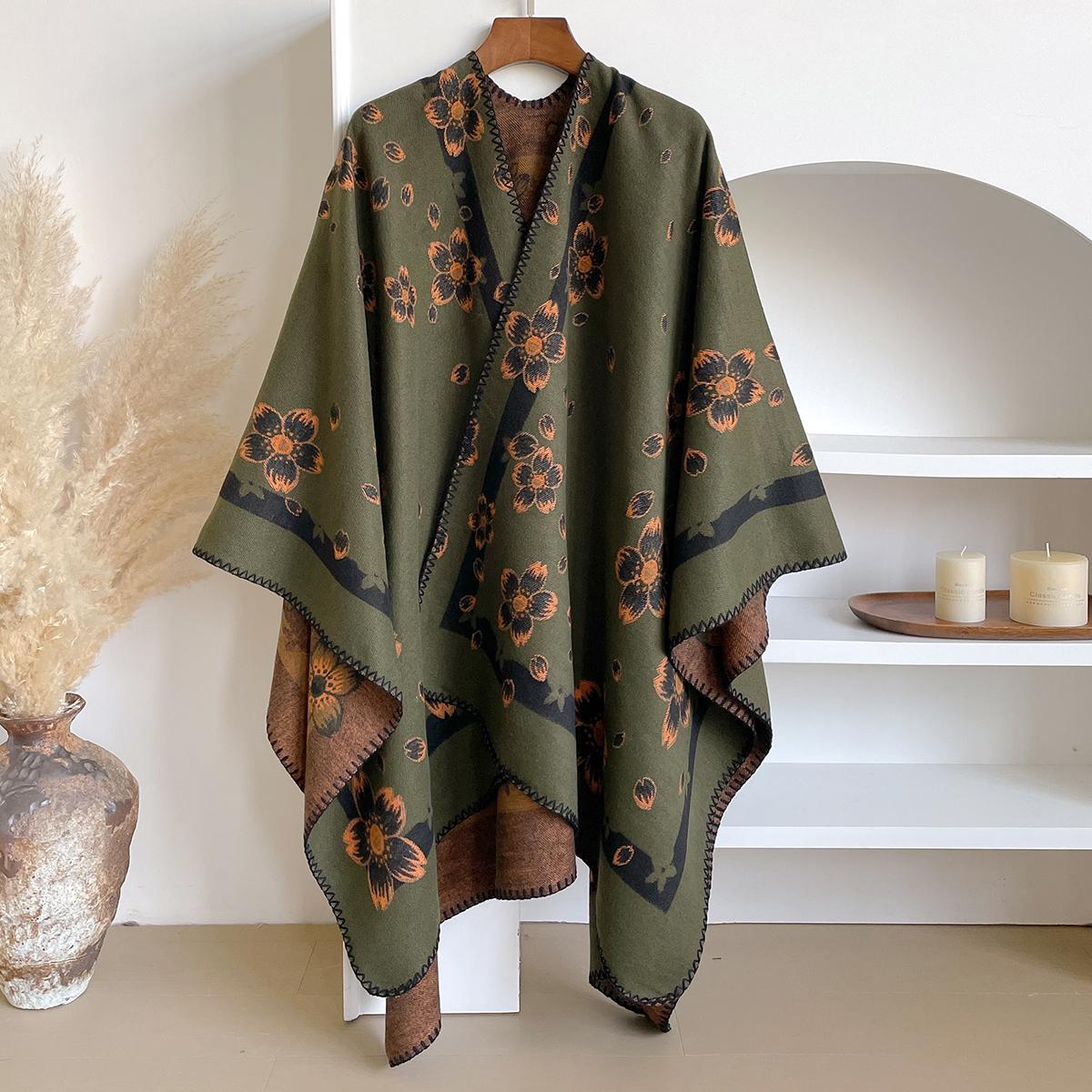 

Fashion Women S Cashmere Winter Shawl - Delicate Floral Oil Painting Printed Pashmina Thick Wrap & Echarpe Poncho