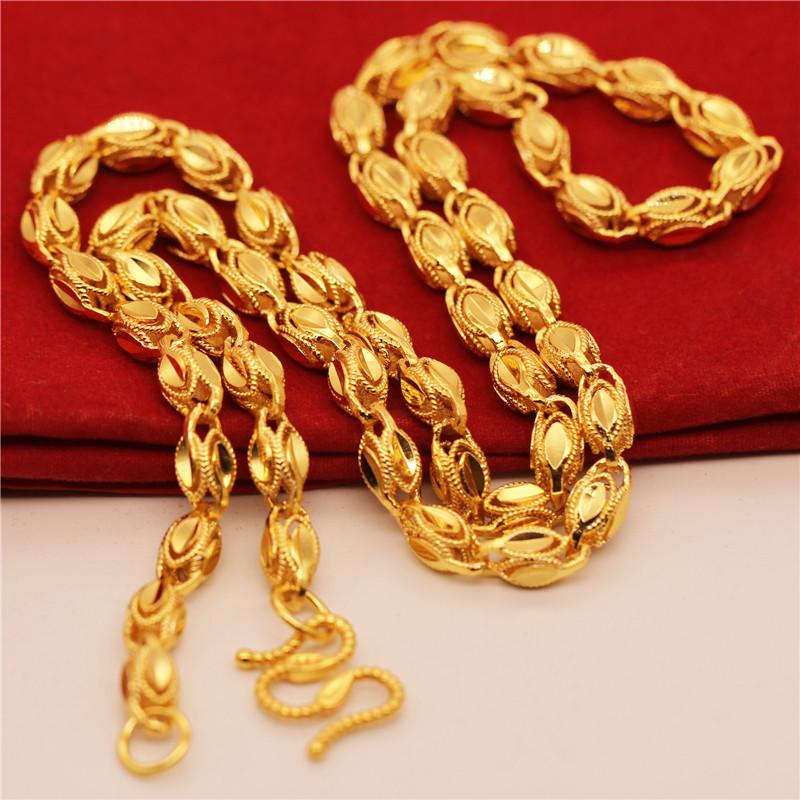 Durable Copper-Plated Gold Necklace, Sand Gold Design, Consistent Color, Masculine and Imposing, Fire-Tested for Quality.