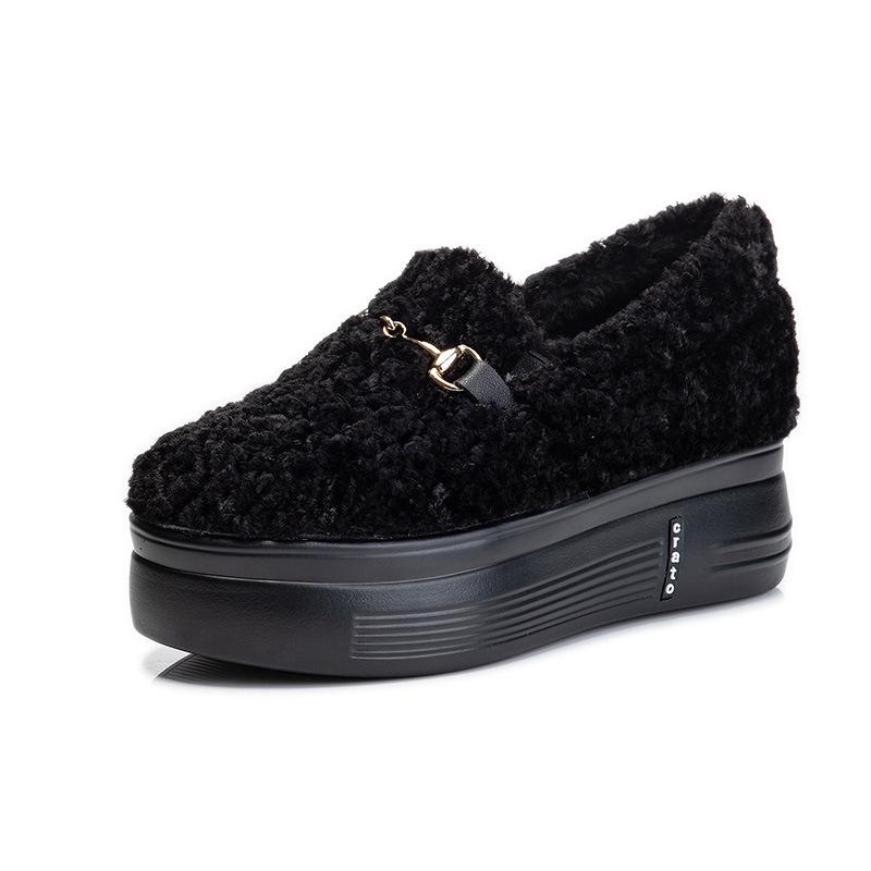 2026 Doudou Shoes Inner Height Increase Winter Velvet Cotton Shoes Women's Shoes Low-top Hiking Daily Snow Boots Warm and Versatile