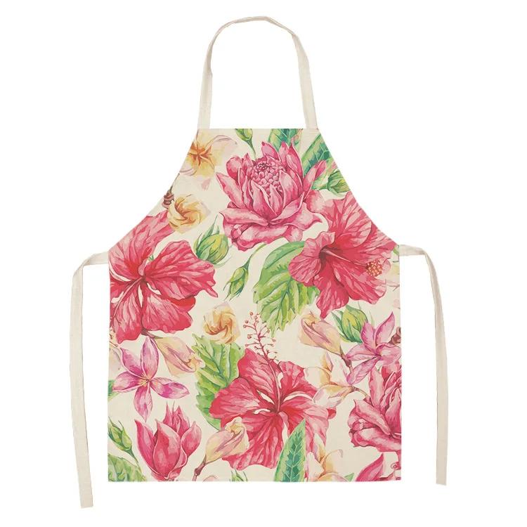 Printed color apron Home Cooking Baking Kitchen anti-stain and anti-oil  linen adult bib household cleaning tools