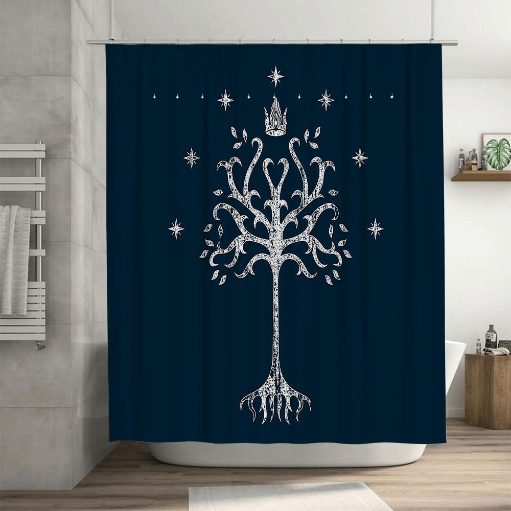 Botanical Shower Curtain Tropical Leaves Forest Green Bathroom Decor Nature Theme Waterproof Fabric for Spa Hotel