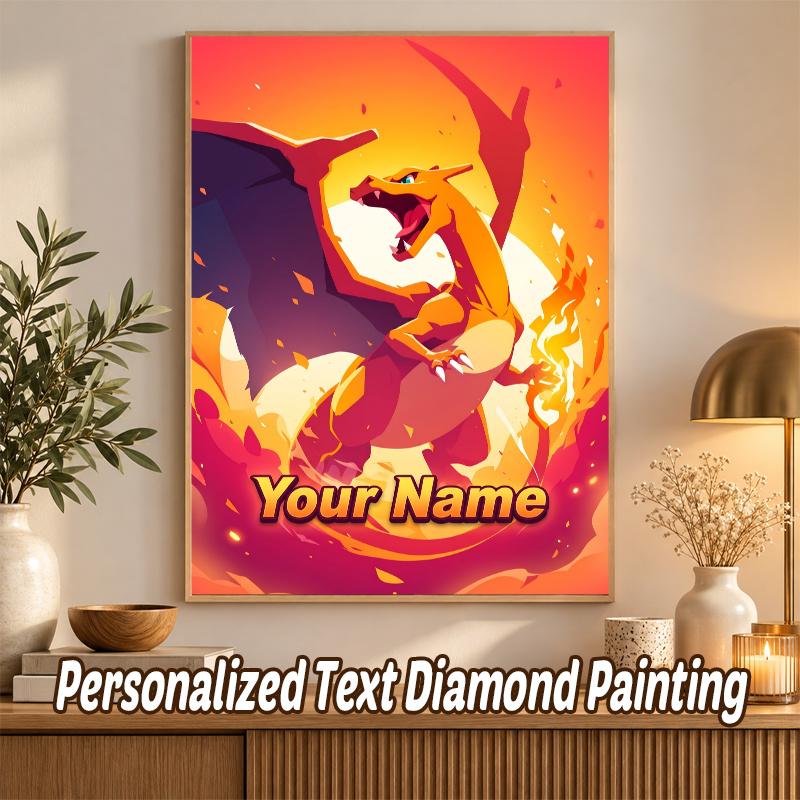 Charizard Custom Name Diamond Painting Personalized 5D Full Drill DIY Diamond Art Home Decor