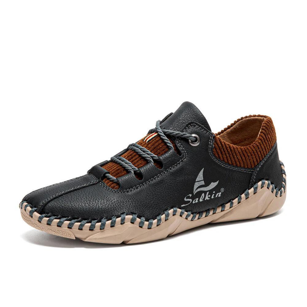 Spring 2022 Men's Casual Leather Moccasins - Fashionable, Sock-Style, Large Size, Handmade Shoes