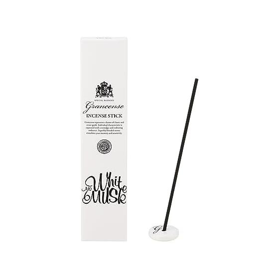 GranSense Incense Stick White Musk 20g (approximately 30 sticks) (Incense with incense holder, Made in Awaji Island, Made in Japan, Aroma: