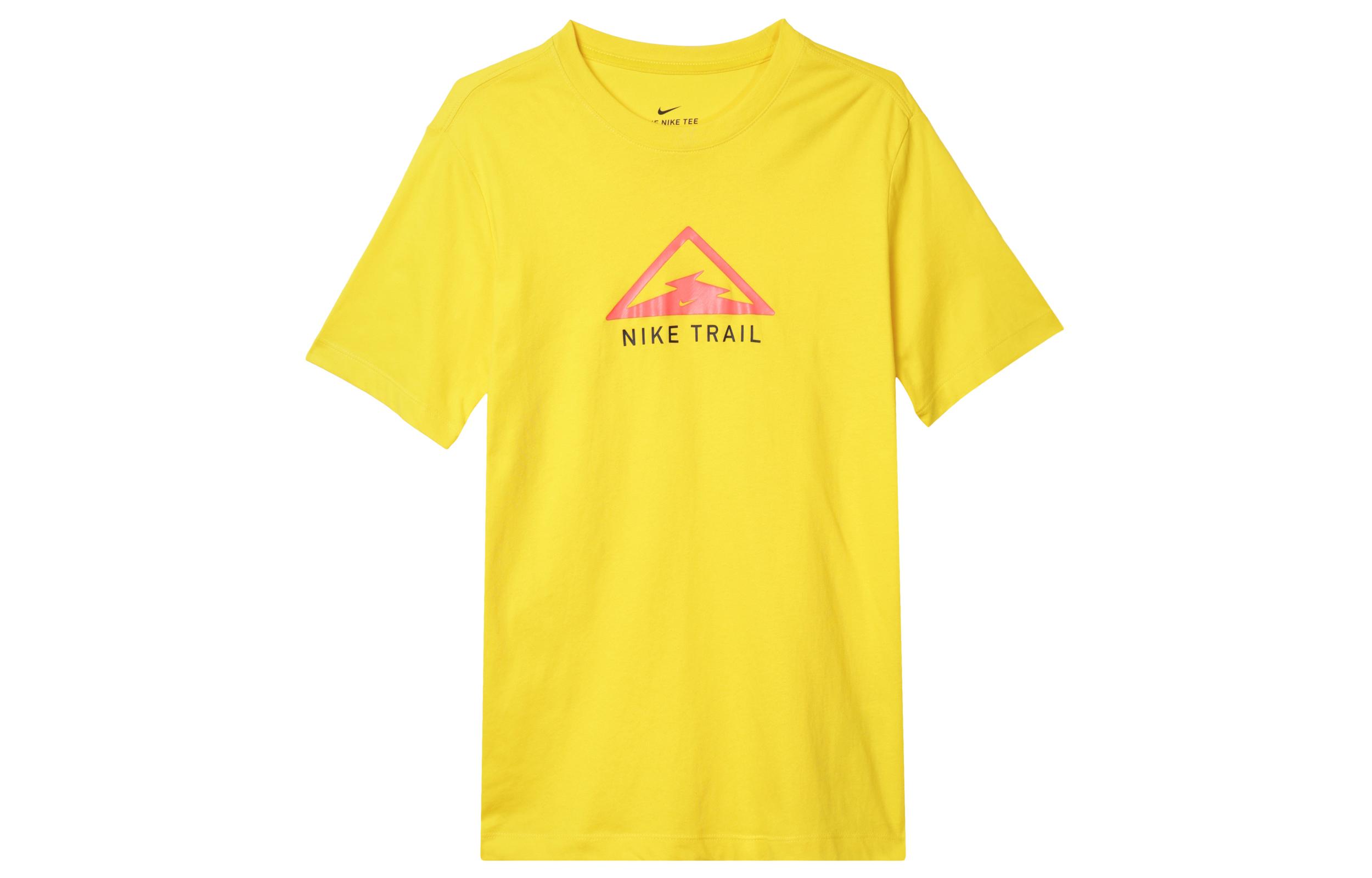 Nike T Shirts Men s Yellow Crew Neck Moderate Straight Fit CT3858-735 M