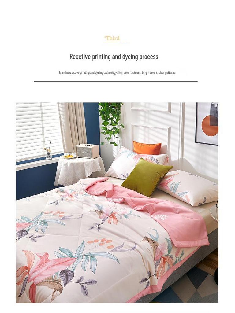Summer Cool Cotton Quilt: Lightweight, Printed, for Double or Single Bedding