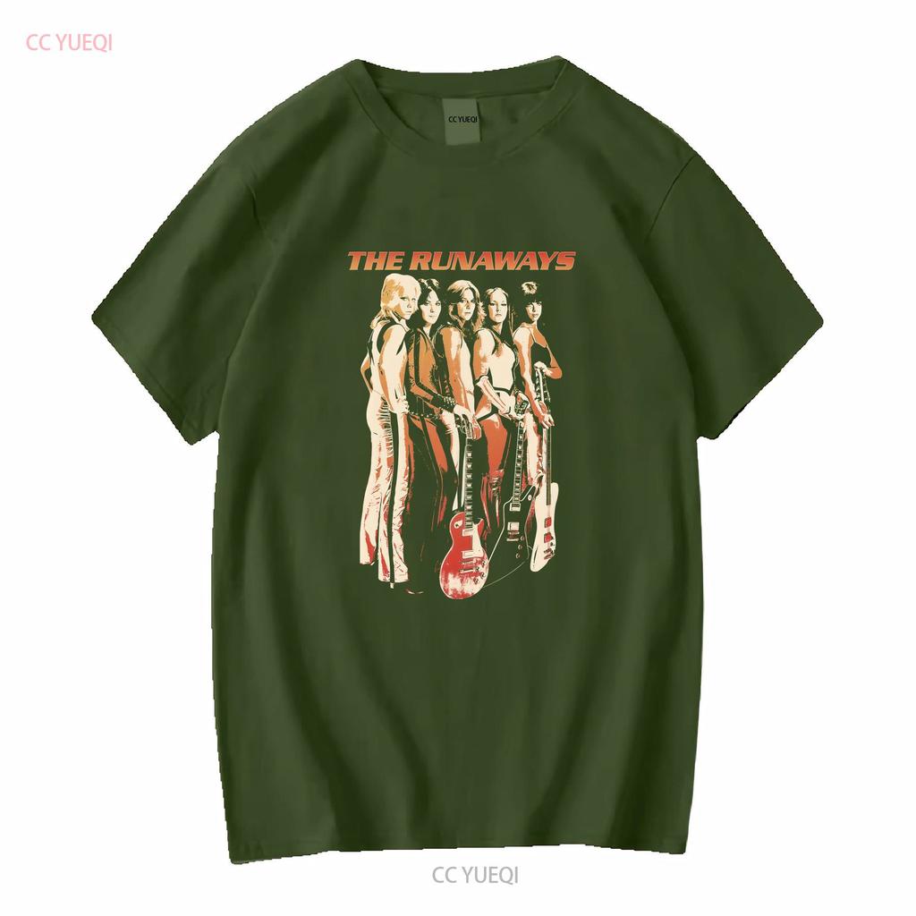 Maglietta The Runaways Nera per Fan B101014 vintage Lavata Comoda abbigliamento firmato Versatile Leggermente Morbida Casual