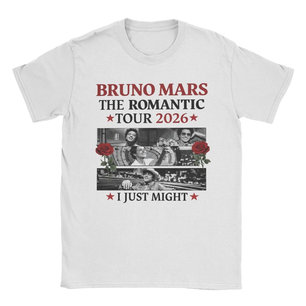 The Romantic Tour Bruno Mars 2026 TShirts for Unisex Crewneck 100 Cotton T Shirt Short Sleeve Tee Shirt Graphic Printed Clothes