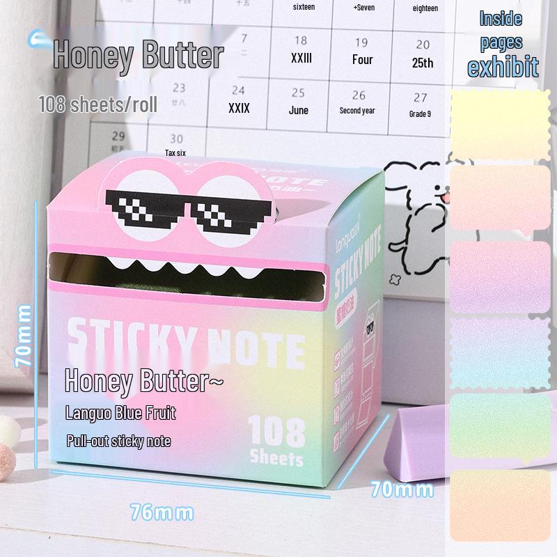 Blue Pearlescent Gradient Sticky Notes - Tearable Transparent Student Memo Stickers
