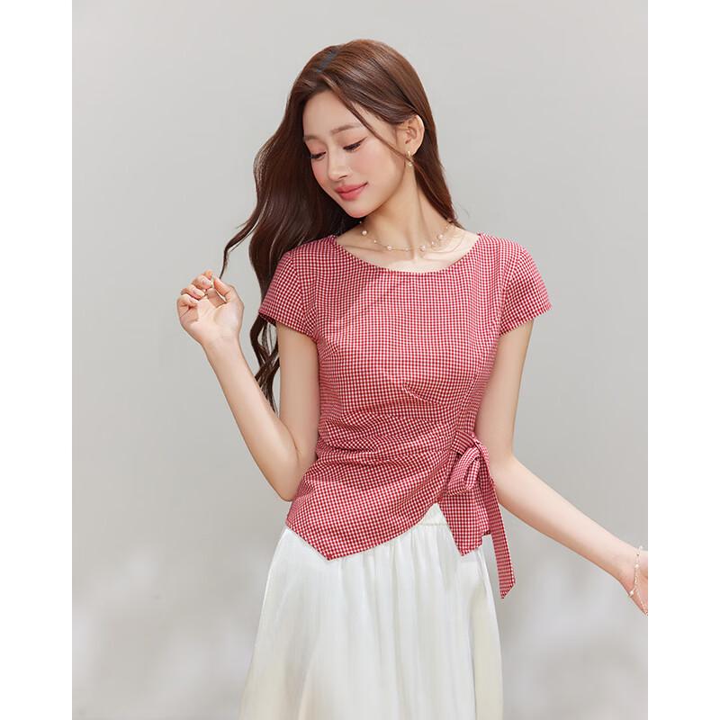IEF French Style Twist Knot Short Sleeve Top
