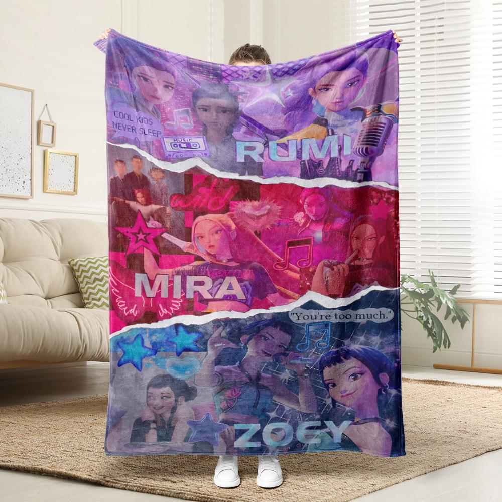 KPop Demon Hunters Colorful anime style!Rumi and other characters cover blankets, comfortable and fashionable at home