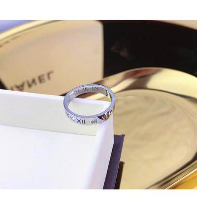 Korean Version of Fashion Temperament Retro Rose Gold Roman Numerals Diamond Ring Jewelry Women's