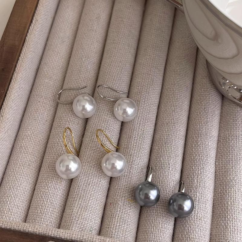 French 12Mm Big Champagne Imitation Pearl Ear Hook Earrings For Women Personalized Wedding Jewelry