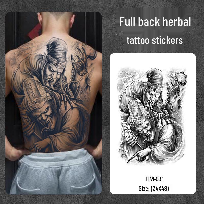 Wasserdichter semi-permanenter Vollrücken-Kräuter-Tattoo-Aufkleber - Langlebiges, realistisches Design für Männer und Frauen