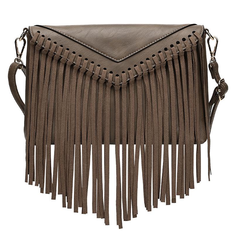 European and American Trendy Women's Bag New Tassel Bag Shoulder Bag Envelope Small Square Bag