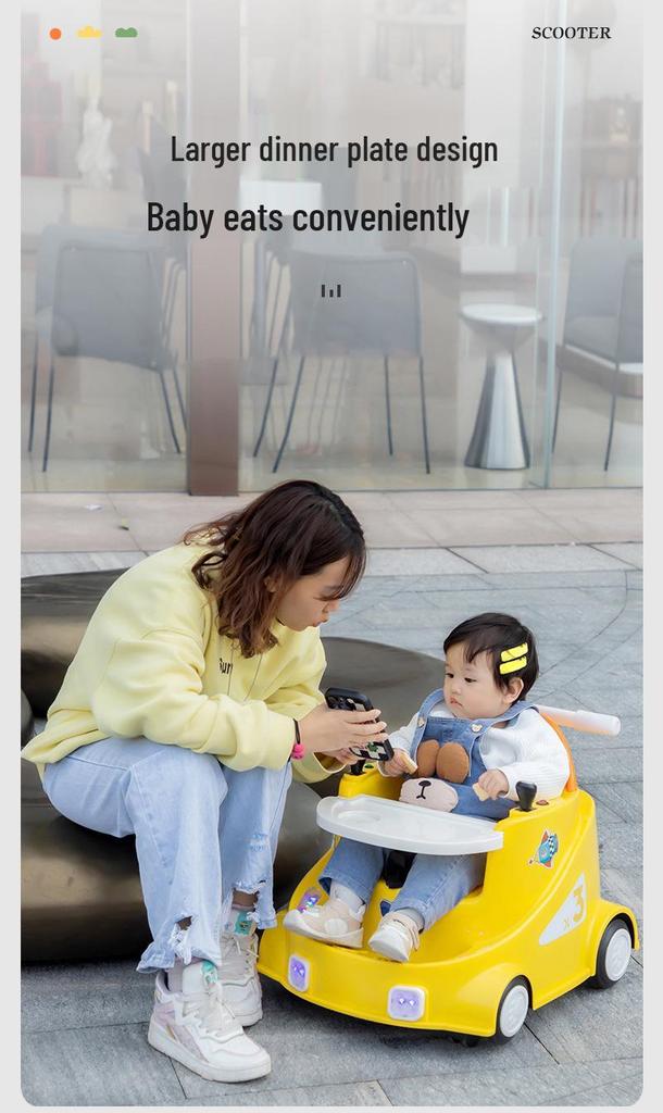 4-Wheel Electric Drift Car for Kids with Tray, Indoor/Outdoor Use, Remote Control, Forward/Backward Rotation, Free Shipping