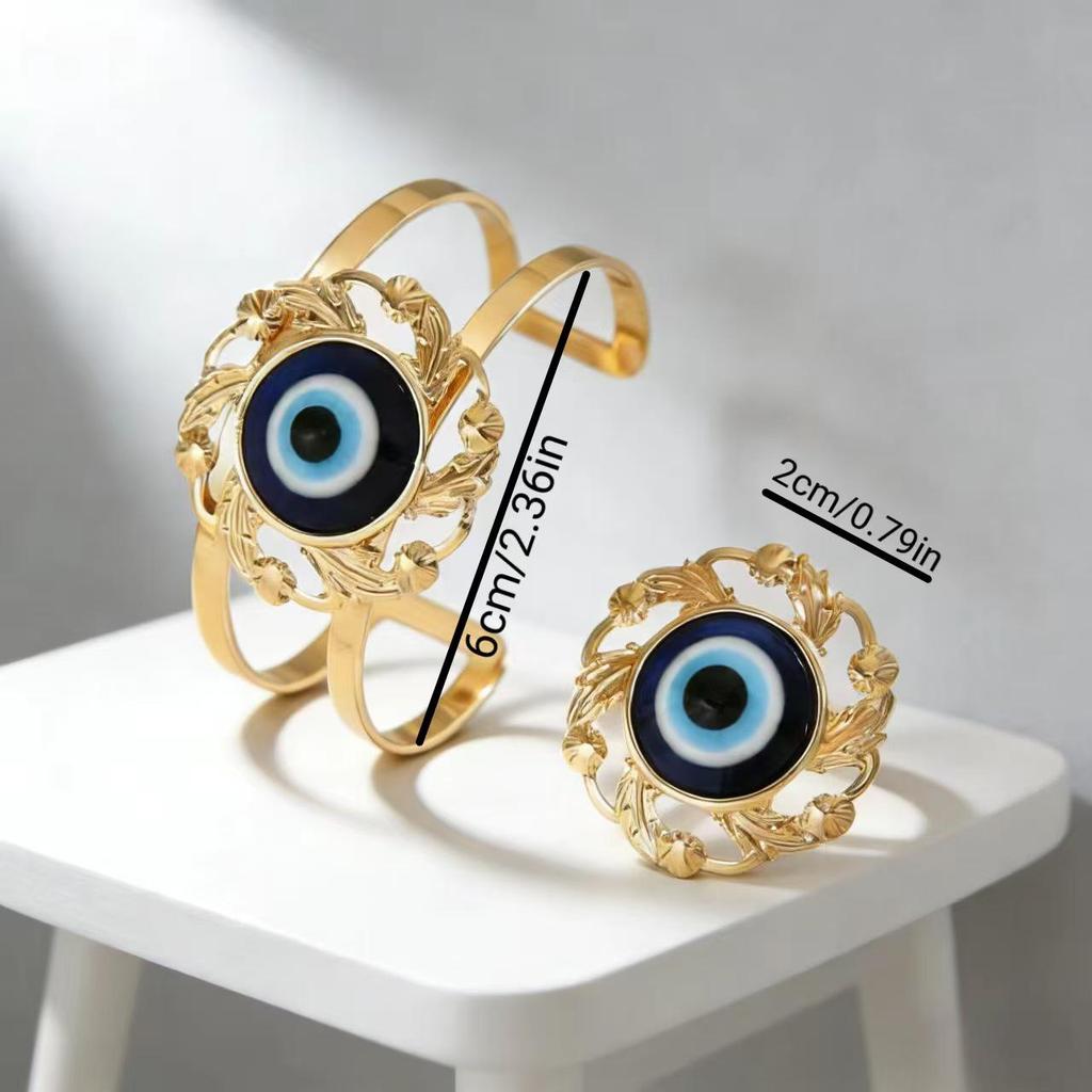 Ensemble Bracelet & Bague Unisexe Œil de Démon Best-Seller Européen