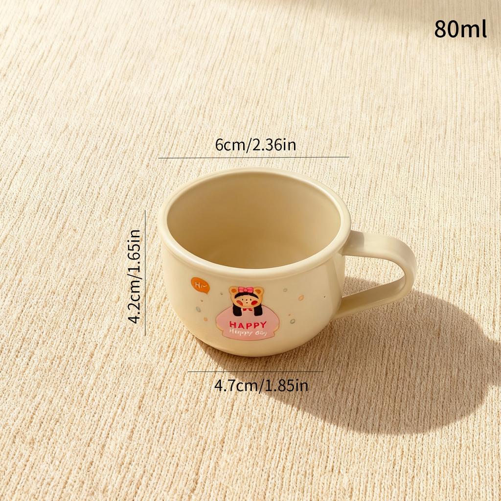 Plastic/304 Stainless Steel Kids Mug Thicked Durable Mini Water Cup With Handle Portable Cute Cartoon Children Drinking Cup