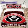 Benutzerdefinierter Name Sheffield United FC Muster Bettwäsche Steppdecke Set Steppdecke Bezug Kissenbezug Heimdekoration Geburtstagsgeschenk (1*Bettbezug+2*Kissenbezug ohne Füllung)