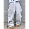 Casual Grey Embroidered Trousers Y2k Running Lace Chandelier Trousers Functional Tactics Camouflage for Men and Women